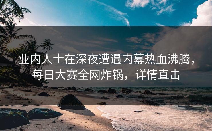 业内人士在深夜遭遇内幕热血沸腾，每日大赛全网炸锅，详情直击