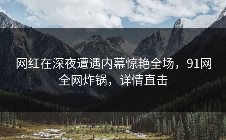 网红在深夜遭遇内幕惊艳全场，91网全网炸锅，详情直击