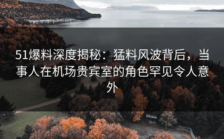 51爆料深度揭秘：猛料风波背后，当事人在机场贵宾室的角色罕见令人意外